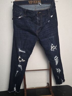 VIP Dark Blue Slim Ripped Womens Jeans